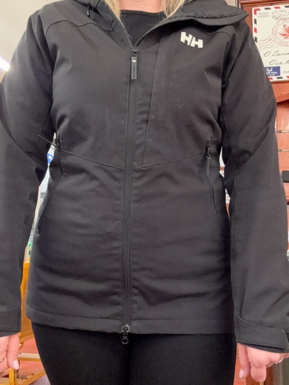 Helly Hansen Black Hooded Ski Jacket with HH Logo